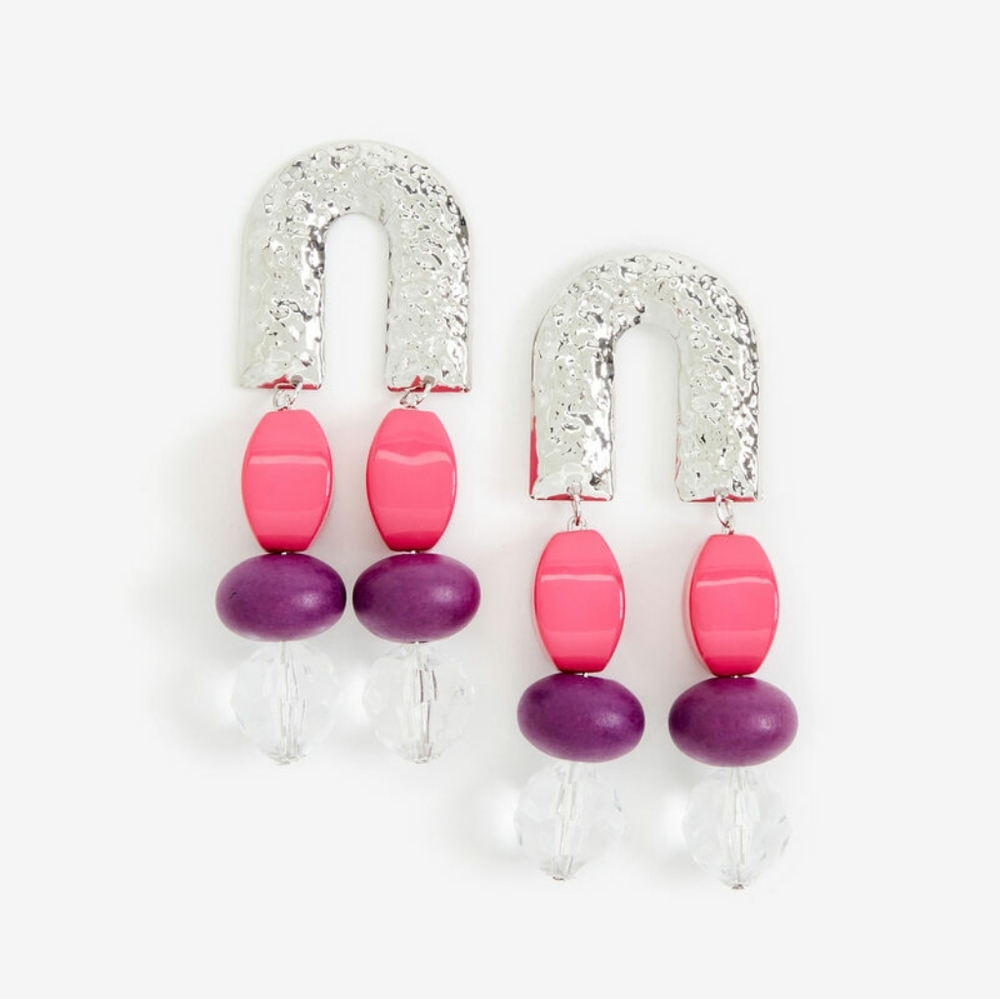 "Nane" Silver Beaded  metal Multicolor Luxury  Earrings